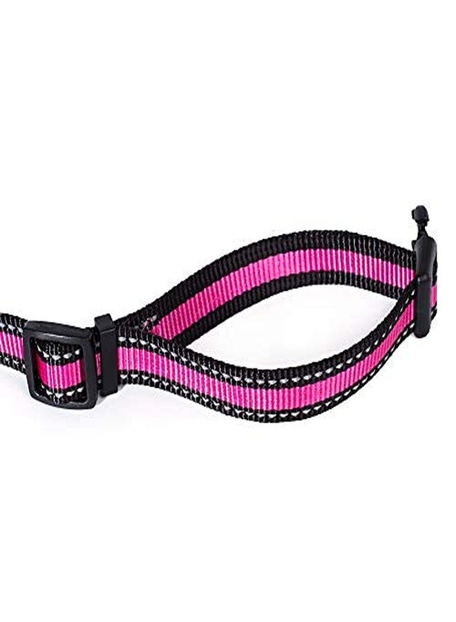 Petlicious & More® Nylon Made 19 mm Reflective Collar for Small & Medium Size Adult Dogs (Adjustable Size - 12" to 22" Inch Neck, Color - Pink) - Image 5